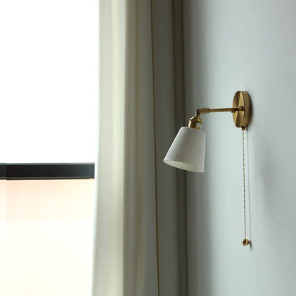 DecorBites™ Ceramic LED Wall Sconce with Pull Chain for Bedroom, Living Room, or Bathroom