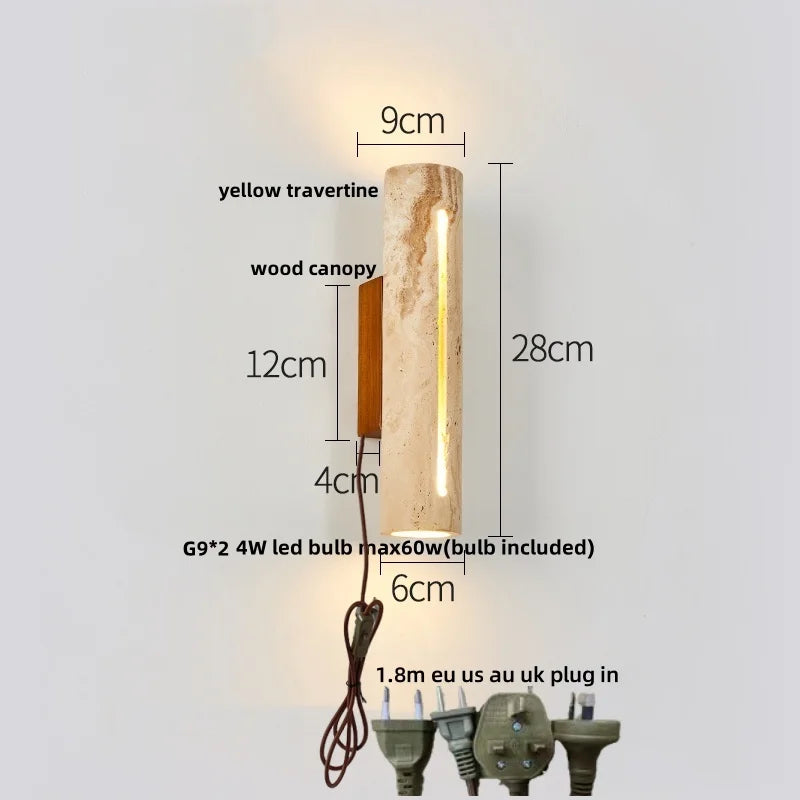DecorBites™ LED Wall Sconce Modern Nordic Wood Canopy Terrazzo Bathroom Mirror Light