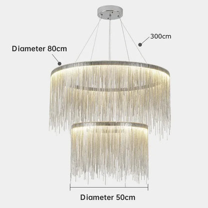 DecorBites™ Gold Chain Chandelier Pendant Light w/ Remote, Modern Tassel Design for Kitchen & Living Room