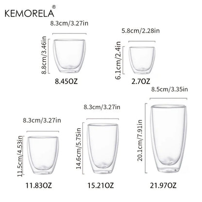 DecorBites™ Heat-Resistant Double Wall Glass Cup | Versatile Drinkware for Home