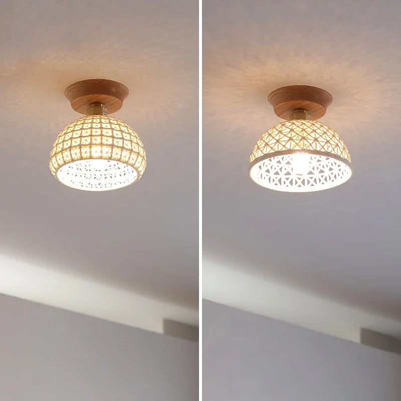 DecorBites™ Copper Wood LED Ceiling Lamp Ceramic Modern Ceiling Lights for Home Decor