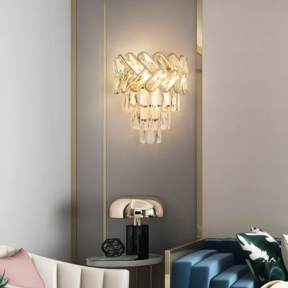 DecorBites™ Crystal Gold Stainless Steel LED Dimmable Wall Sconce