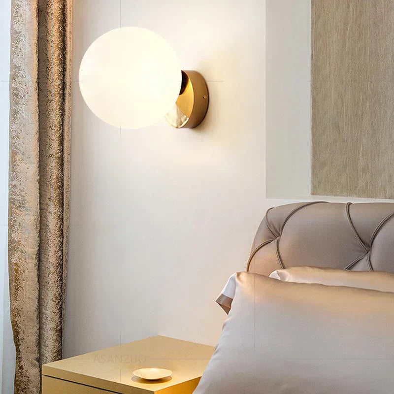 DecorBites™ Glass Round Ceiling Lamp Brass Metal Lights for Hallway and Aisle