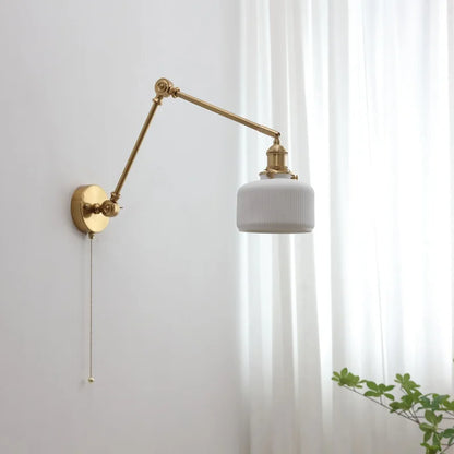 DecorBites™ Copper Swing Arm Wall Lights Sconce Up Down LED Modern Ceramic Lampshade