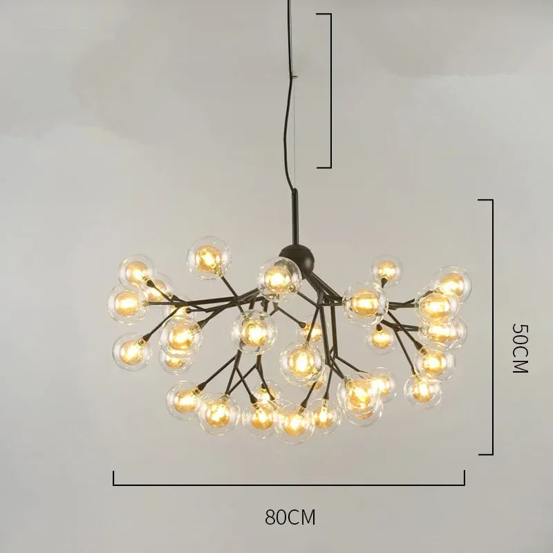 DecorBites™ Heracleum Firefly Glass Round Ball Chandelier - Luxury Staircase Dining Room Lighting