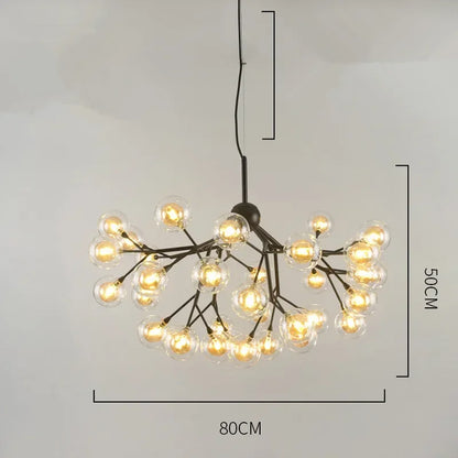 DecorBites™ Heracleum Firefly Glass Round Ball Chandelier - Luxury Staircase Dining Room Lighting