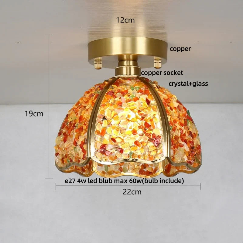 DecorBites™ Crystal Glass LED Ceiling Light Copper Canopy Nordic Modern Design