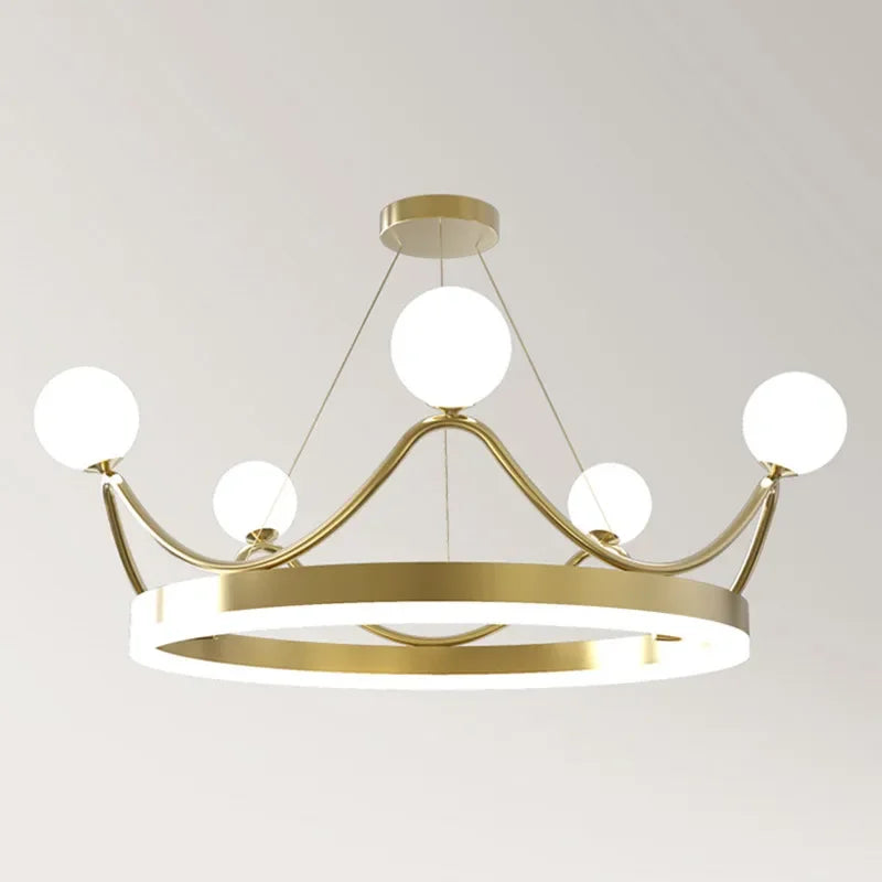 DecorBites™ Crown LED Chandelier: Elegant Ring Lustre Pendant Light for Kids Room