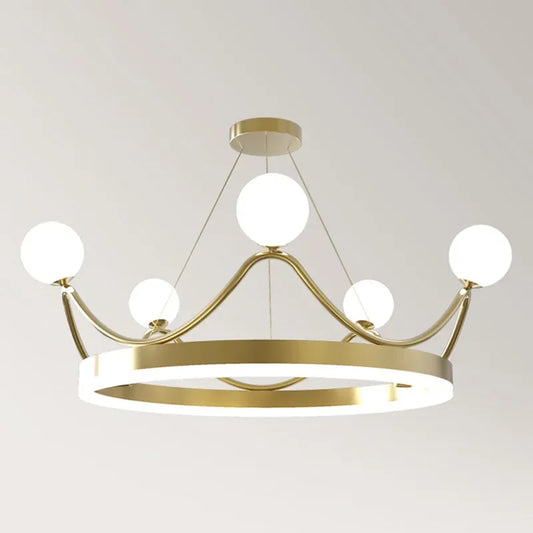 DecorBites™ Crown LED Chandelier: Elegant Ring Lustre Pendant Light for Kids Room