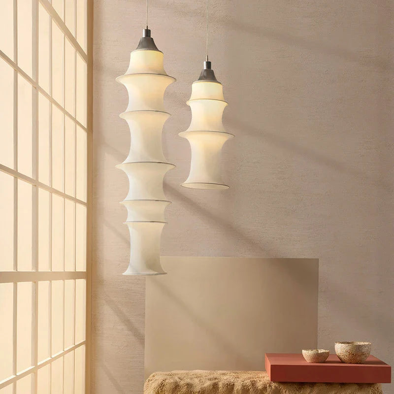 Nordic Wabi-Sabi White Silk Pendant Light