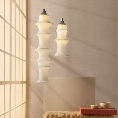 Nordic Wabi-Sabi White Silk Pendant Light