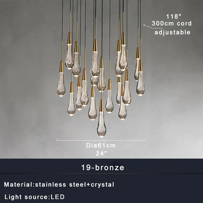 DecorBites™ Crystal Water-drop Chandelier Light Fixture - Luxury Stairwell Decor