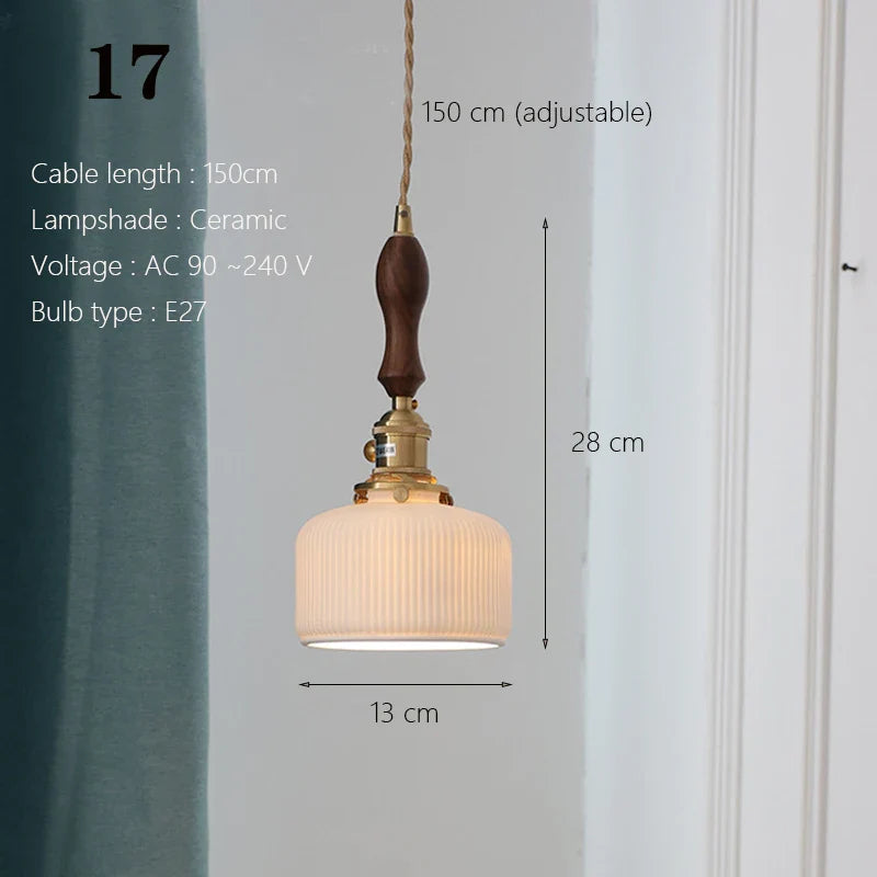 Japanese Ceramic Pendant Light With Copper Finish