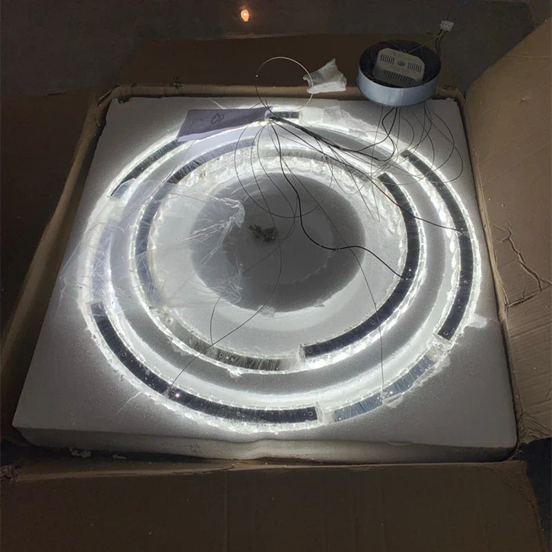 DecorBites™ Crystal Ceiling Chandelier, Stainless Steel Mirror Led Indoor Lighting