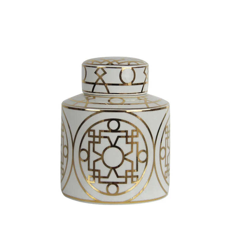 Gold Ceramic Cylinder Vase