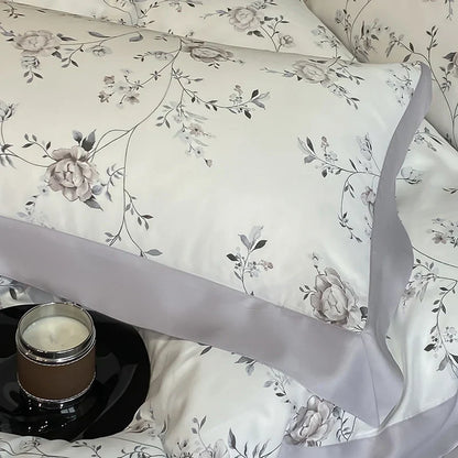 DecorBites™ Eucalyptus Fiber Flowers Bedding Set: Duvet Cover, Bed Sheet, Pillowcase - 4Pcs