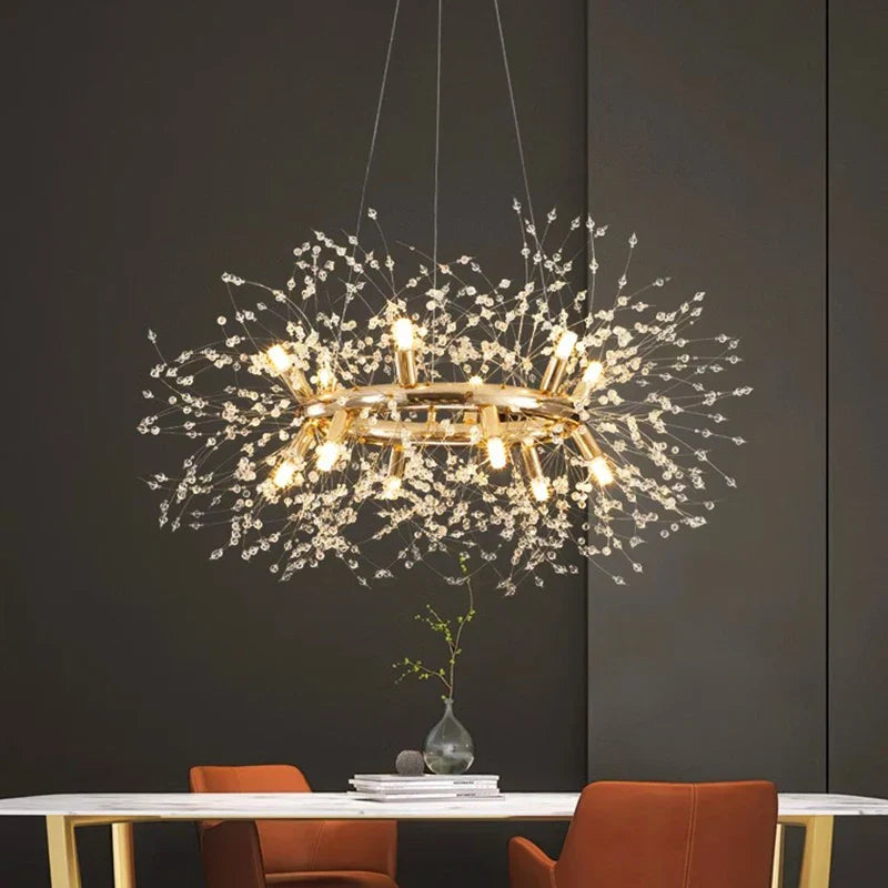 Gold Sculptural LED Chandelier 20-Head Artistic