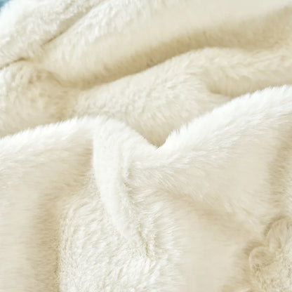 DecorBites™ Cozy Faux Rabbit Fur Blanket, Soft Fluffy Quilt for Single, Anti-Static Warm Throw