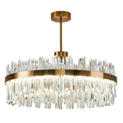 DecorBites™ Crystal Chandeliers: Round LED Luxury Ceiling Pendant Lights for Elegant Home Decor.