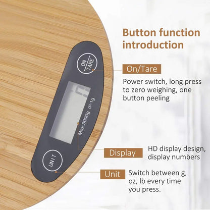 DecorBites™ Digital Kitchen Scale with LCD Display and Tare Function - 5KG Capacity