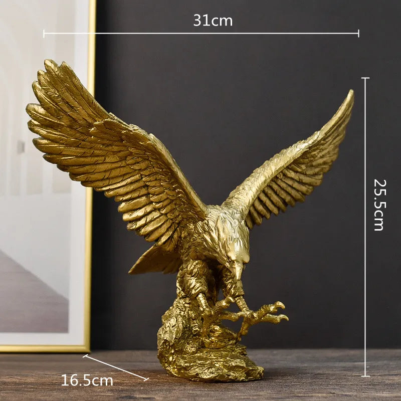 Gold Eagle Resin Sculpture Figurine Decor