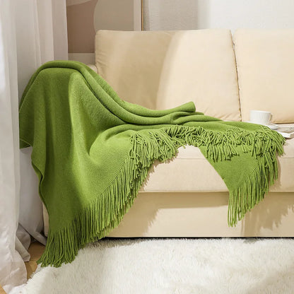 DecorBites™ Knitted Nordic Sofa Blanket - Soft Wool Blend Bed End Towel for Hotel Bedroom Decor
