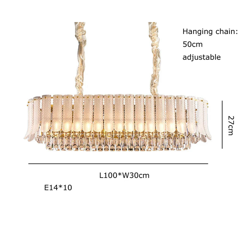 Gold Crystal Round Chandelier Polished Steel 100cm
