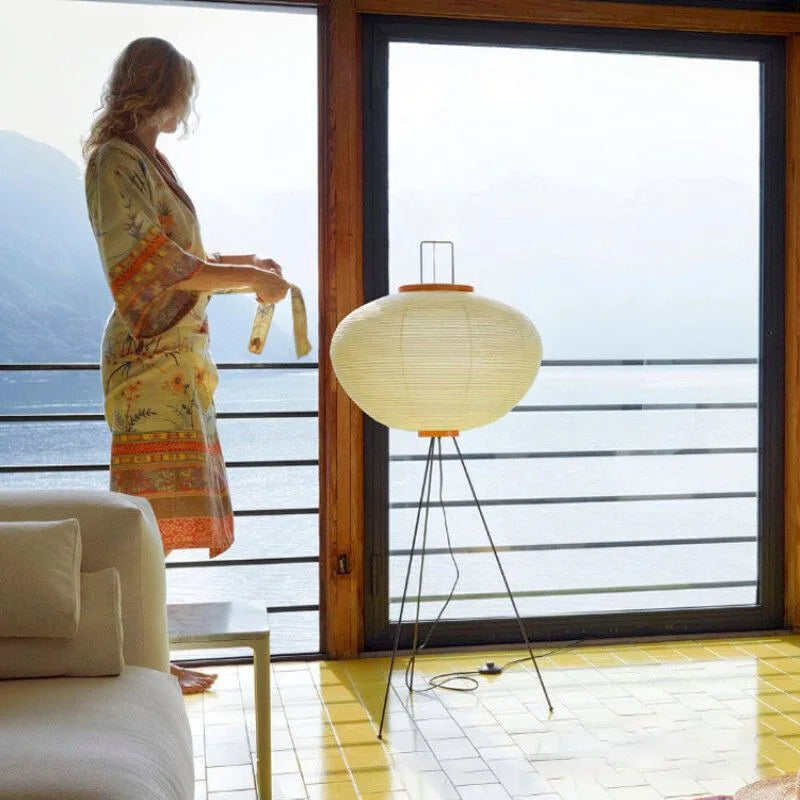 Rice Paper Floor Lamp Japanese Retro Design