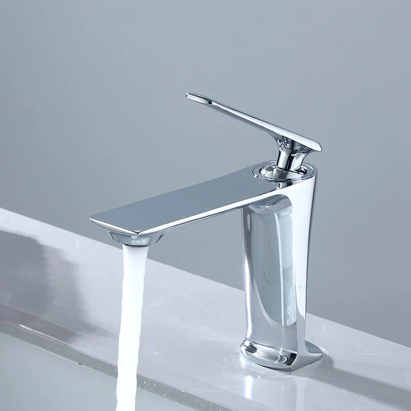 Chrome Basin Mixer Faucet With Single Handle