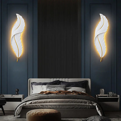 DecorBites™ LED Feather Wall Sconces for Living Room Bedroom Hotel Hall Decor