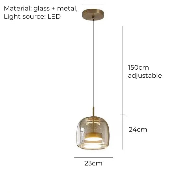 Nordic restaurant pendant light, modern luxury bar counter, coffee shop bedside single head glass artistic lighting fixture