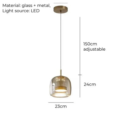 Nordic restaurant pendant light, modern luxury bar counter, coffee shop bedside single head glass artistic lighting fixture