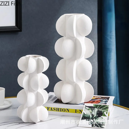 DecorBites™ Geometric Spiral Resin Vase - Black and White Flower Vase for Home Decor
