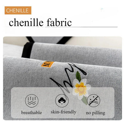 Soft Chenille Embroidery Four Season Universal Sofa Towel, L-shaped Sectional Anti-slip Sofa Cover for Living Room