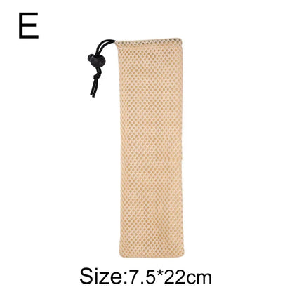 DecorBites™ Cotton Linen Cutlery Case Drawstring Bag for Travel and Home Dining
