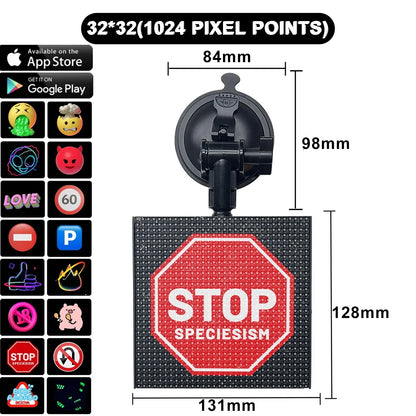 DecorBites™ LED Car Sign Screen with Custom Text Animation - 32x32 Pixel Display