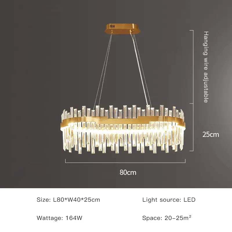 Gold Crystal Circular 80cm Chandelier