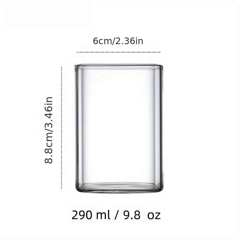 DecorBites™ Creative Square Glass Cold Drink Cup - Large Capacity Iced Coffee and Milk Tea Cup