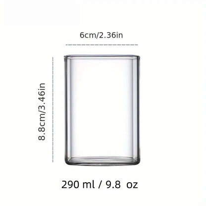 DecorBites™ Creative Square Glass Cold Drink Cup - Large Capacity Iced Coffee and Milk Tea Cup
