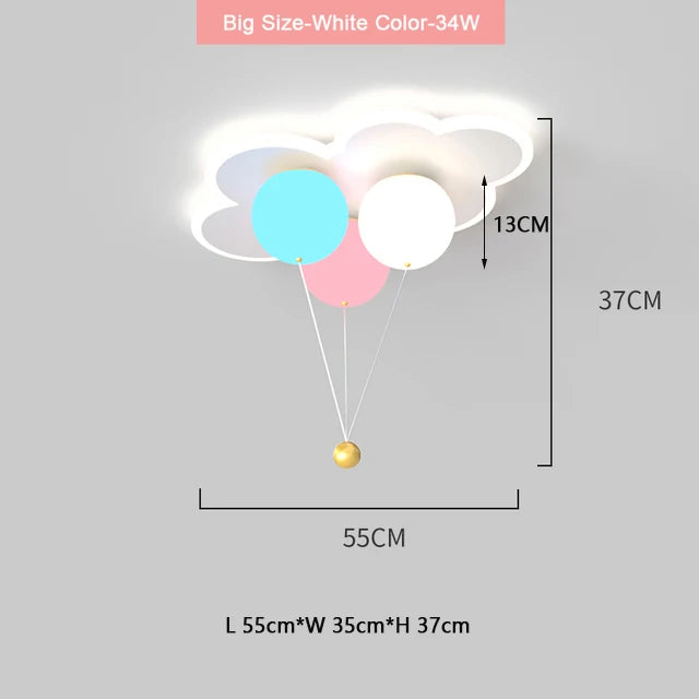 DecorBites™ Kids Ceiling Chandelier - Colorful Acrylic Ballon White Pink Lamps with Remote Control