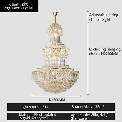 DecorBites™ Crystal Duplex Decorative Luxury Lighting for Hotel Lobbies and Living Rooms