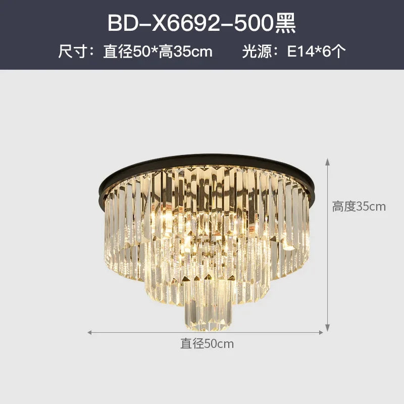 DecorBites™ Crystal Gold Black LED Chandelier: Modern Multi-Storey Pendant Lamp Lighting