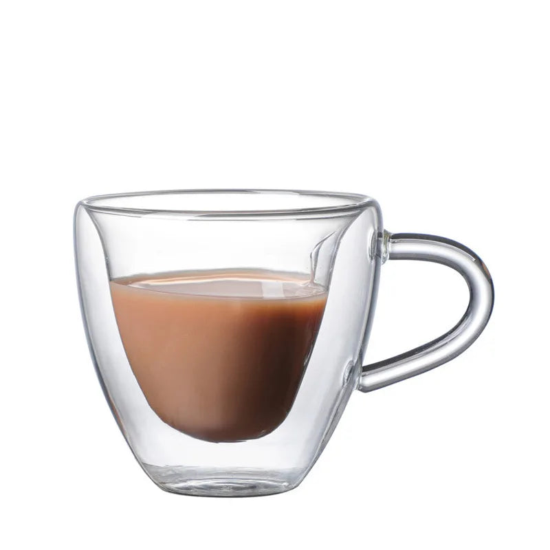 DecorBites™ Heart Glass Mug Set: Double Wall Couple Cups for Tea, Coffee, Beer - Gift Drinkware