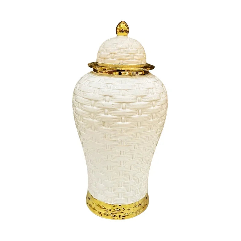 Gold Ceramic Weave Vase