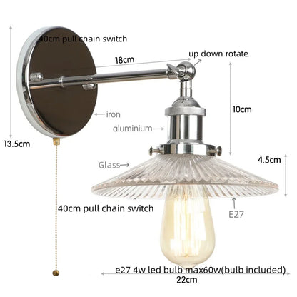 DecorBites™ Industrial Loft LED Wall Light for Bedroom, Bathroom, Stairs - Plug In Iron Lamp
