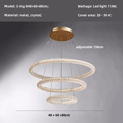DecorBites™ Crystals Pendant Lights: Modern Dimmable Chandelier for Luxury Living Room, Dining, Bedroom