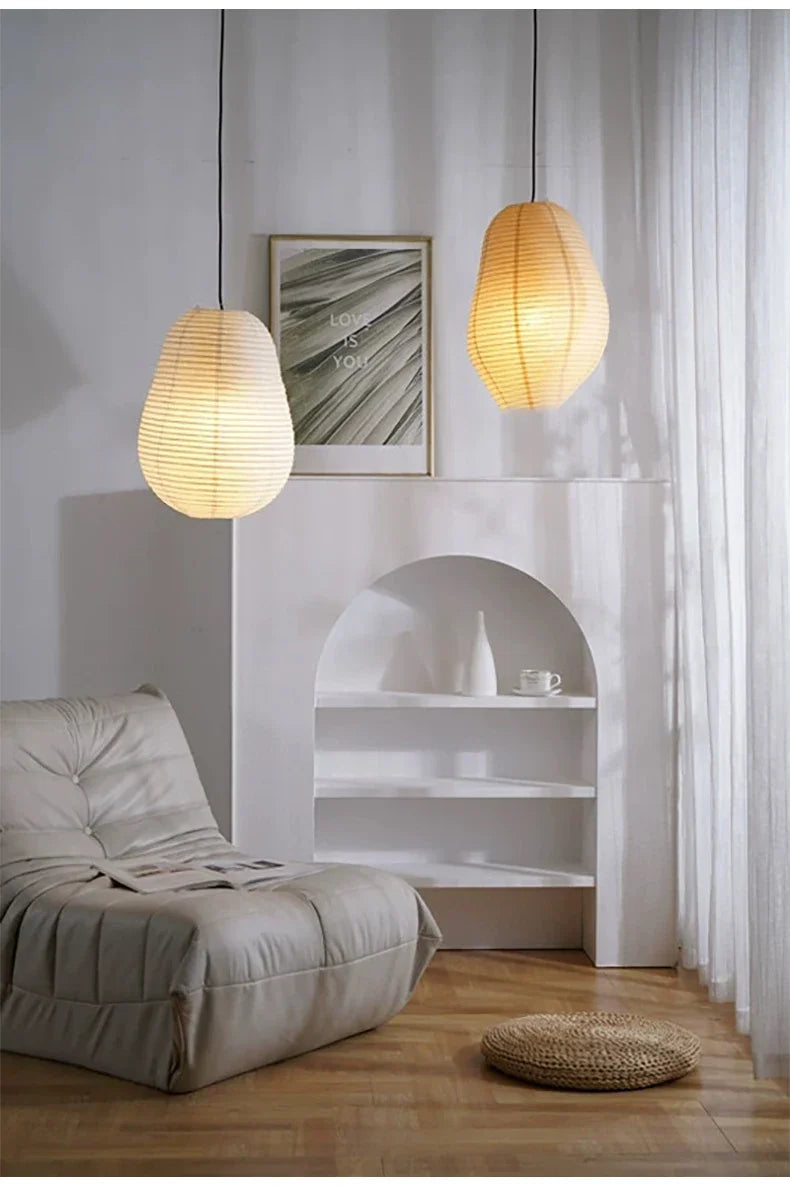 Rice Paper Pendant Light Handcrafted Beige
