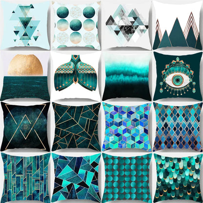 DecorBites™ Geometric Leaf Flower Pillowcase Teal Blue Sofa Car Home Decor Throw Cover