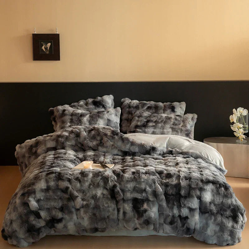 Faux Fur Velvet Patchwork Bedding