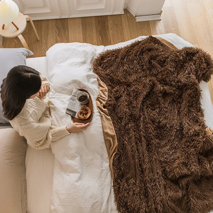 DecorBites™ Cozy Faux Fur Throw Blanket for All Seasons
